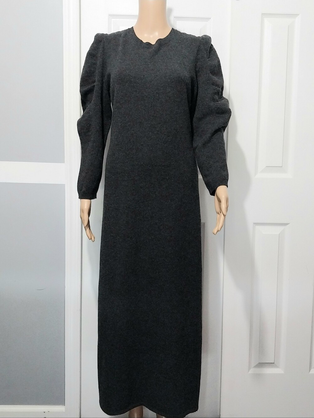 FRAME Puff-Sleeve 100% Cashmere Dress, Size L
